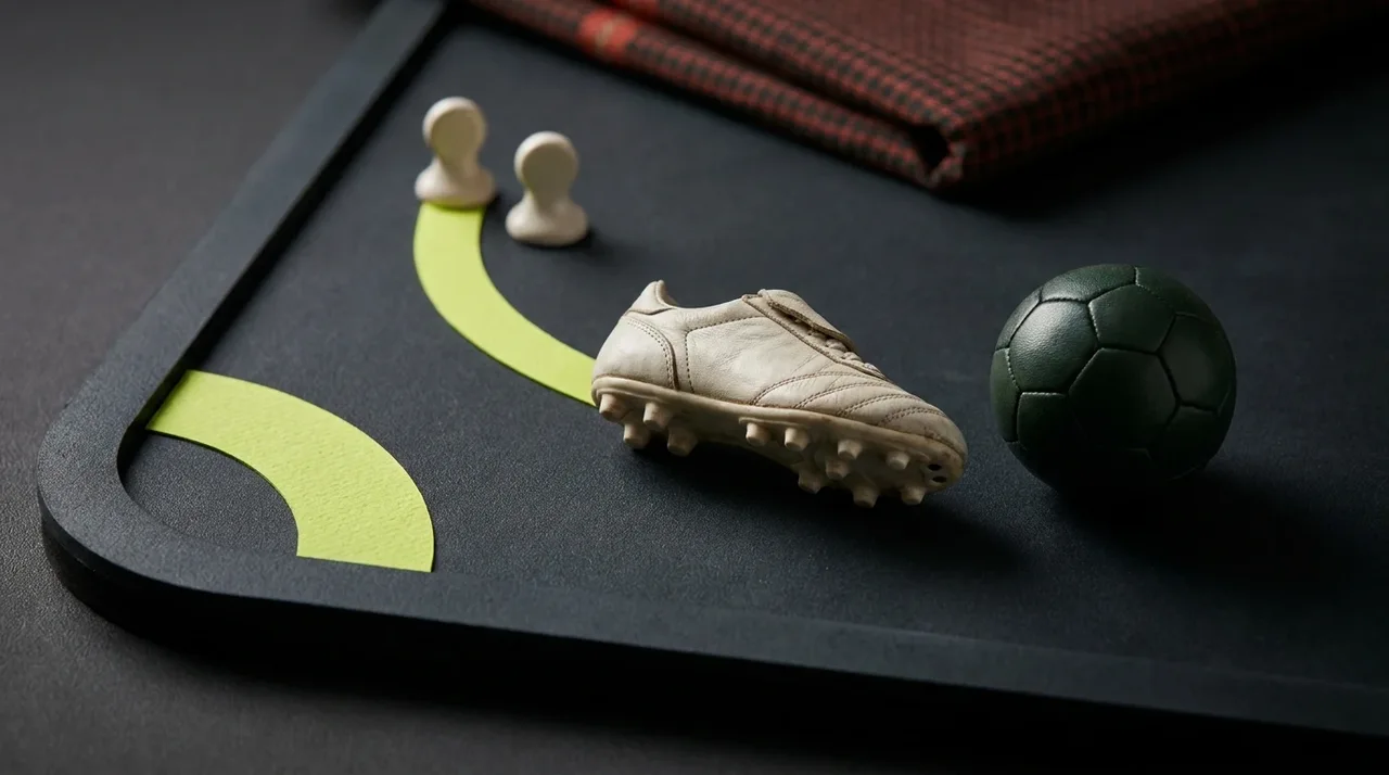 A boot and markers beside a football touchline.